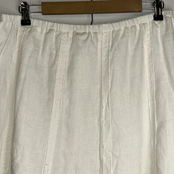 Soft Surroundings Linen Skirt Raw Hem Lined Bohemian Church Minimalist White New - Picture 8 of 12